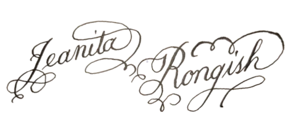 Jeanita Rongish | Hand Calligraphy & Engraving Artist Jeanita Rongish handwritten signature