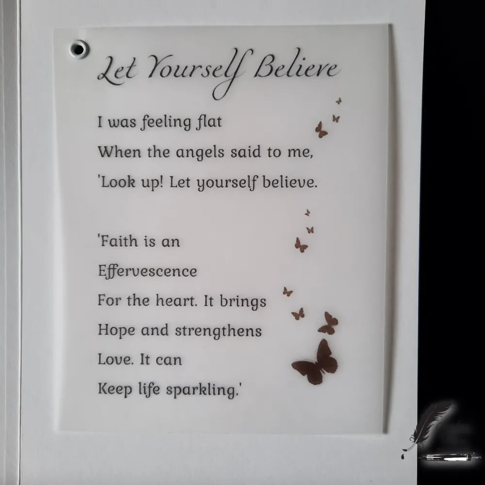 Believe — Calligraphed Vellum Interior Hand-calligraphed greeting card interior with verse printed on vellum