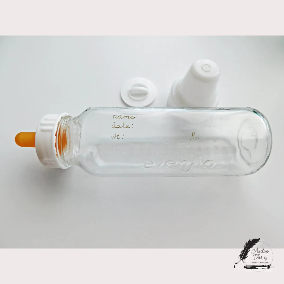 Personalized baby bottle engraved with birth information