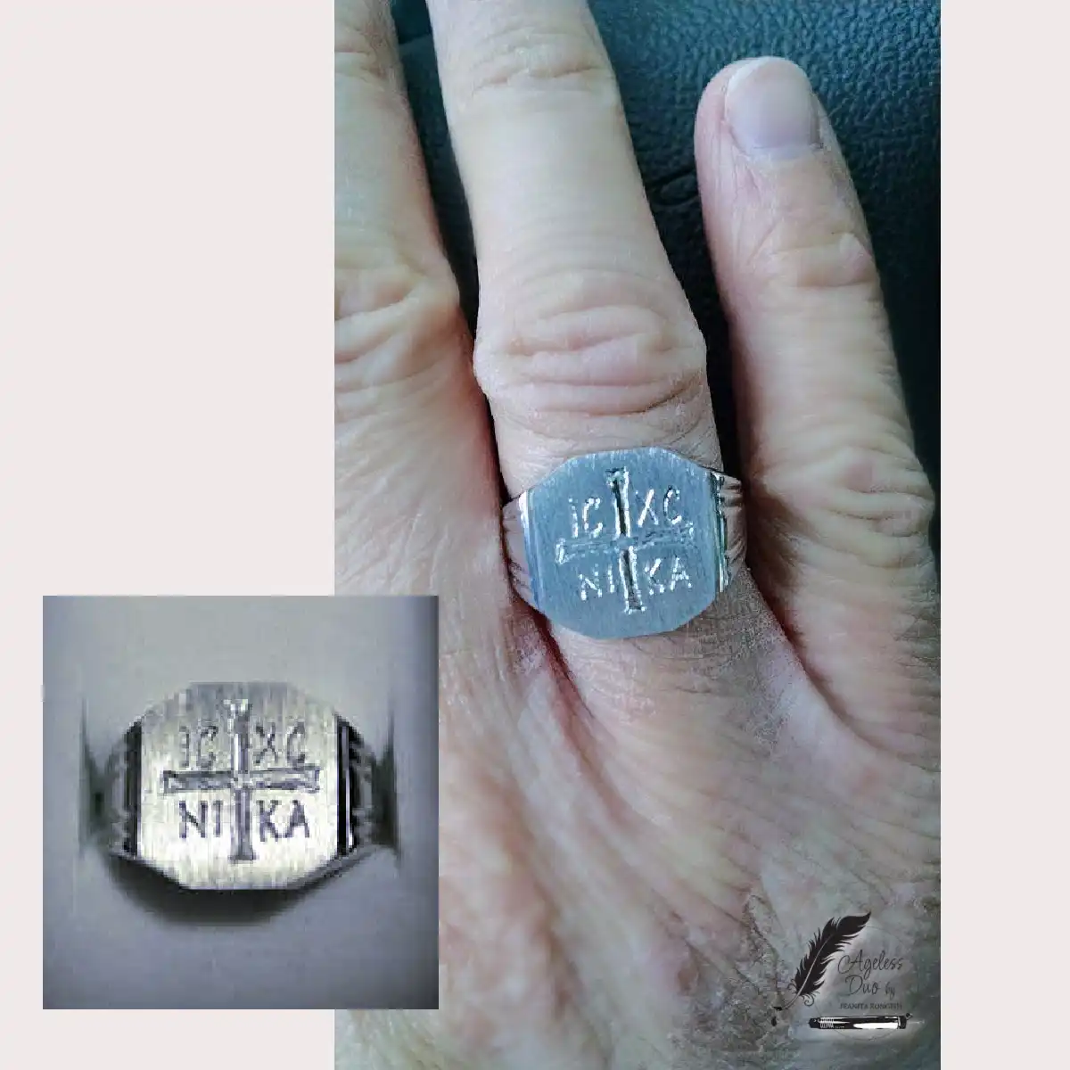 Ecclesiastical ring engraved with bishop insignia