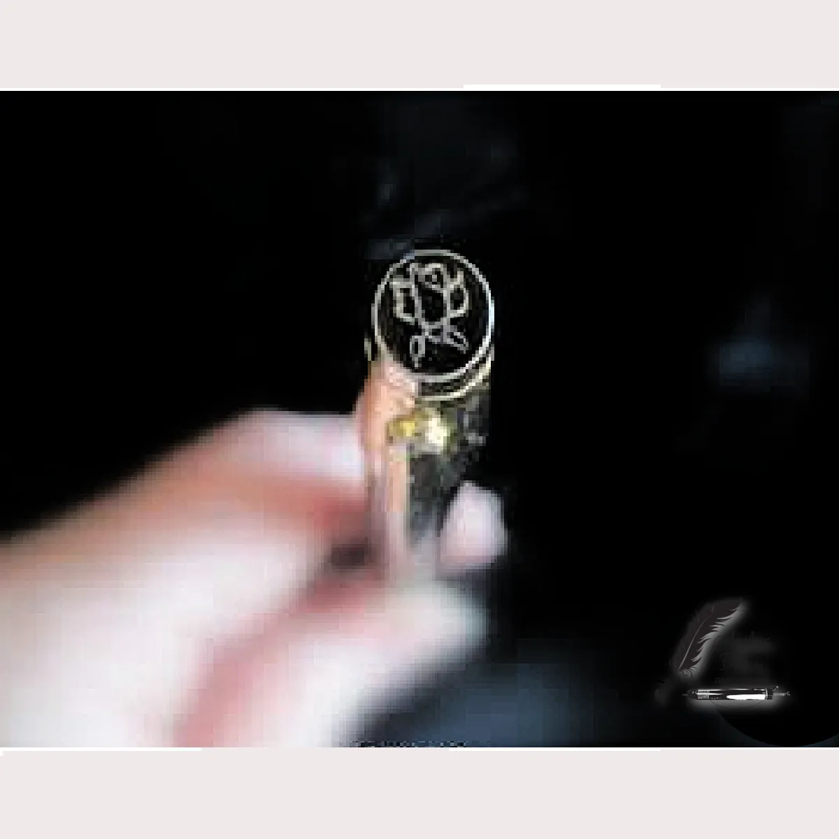 Ballpoint pen engraved with a detailed rosebud design