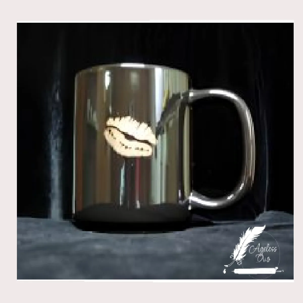 Custom Engraved Lip Print Mug Personalized mug featuring an engraved lip print keepsake