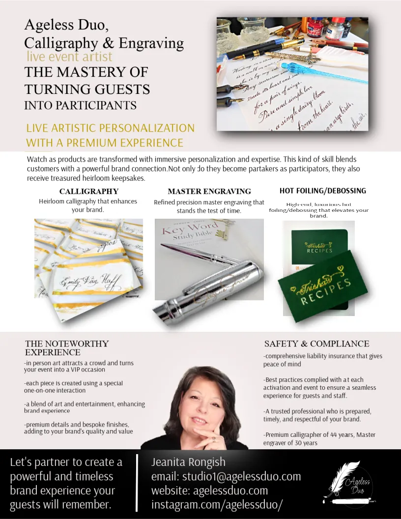 Ageless Duo Live Event Commission Guide for calligraphy and engraving