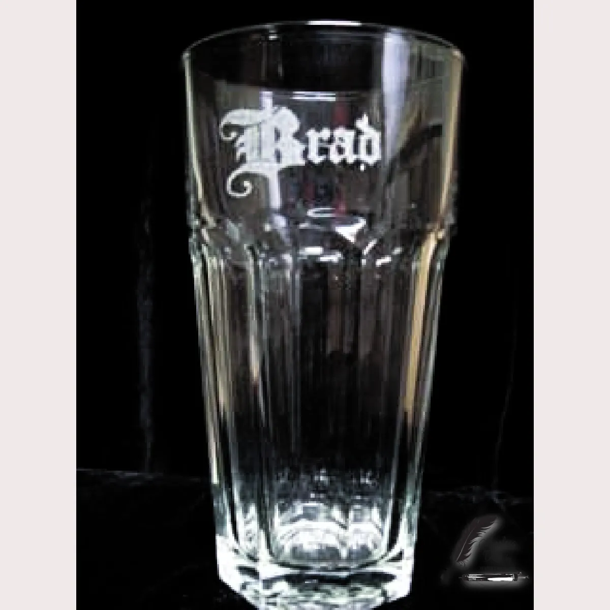 Personalized Engraved Glass — Brad Personalized glass engraved with the name Brad