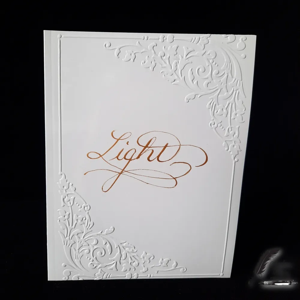 Light — Hand-Calligraphed Greeting Card Hand-calligraphed greeting card with embossed design titled Light