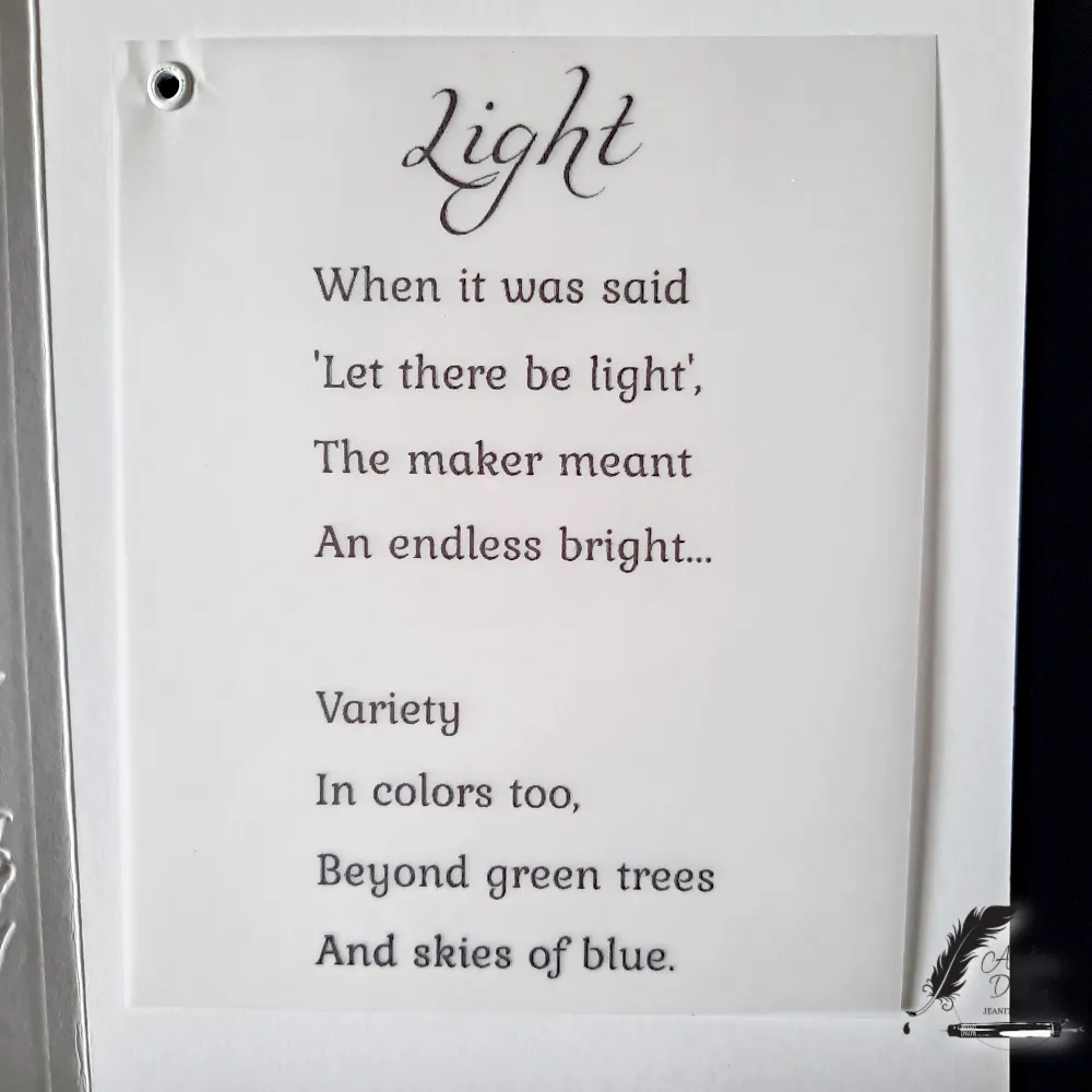 Light — Calligraphed Vellum Interior Hand-calligraphed greeting card interior with verse printed on vellum